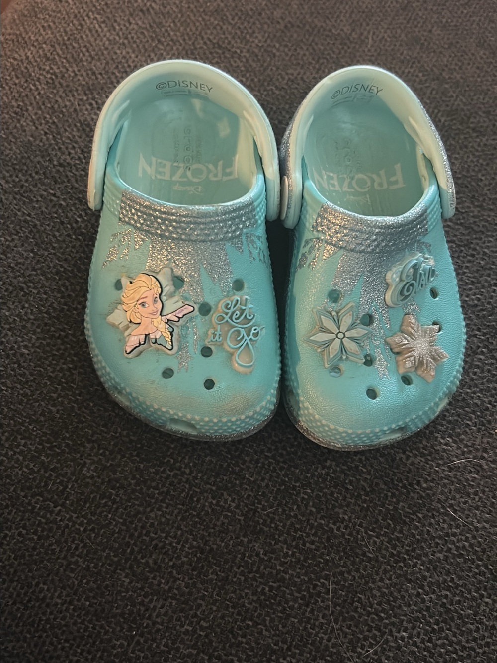CROCS Kids Blue Frozen-themed Clog Sandals with Charms